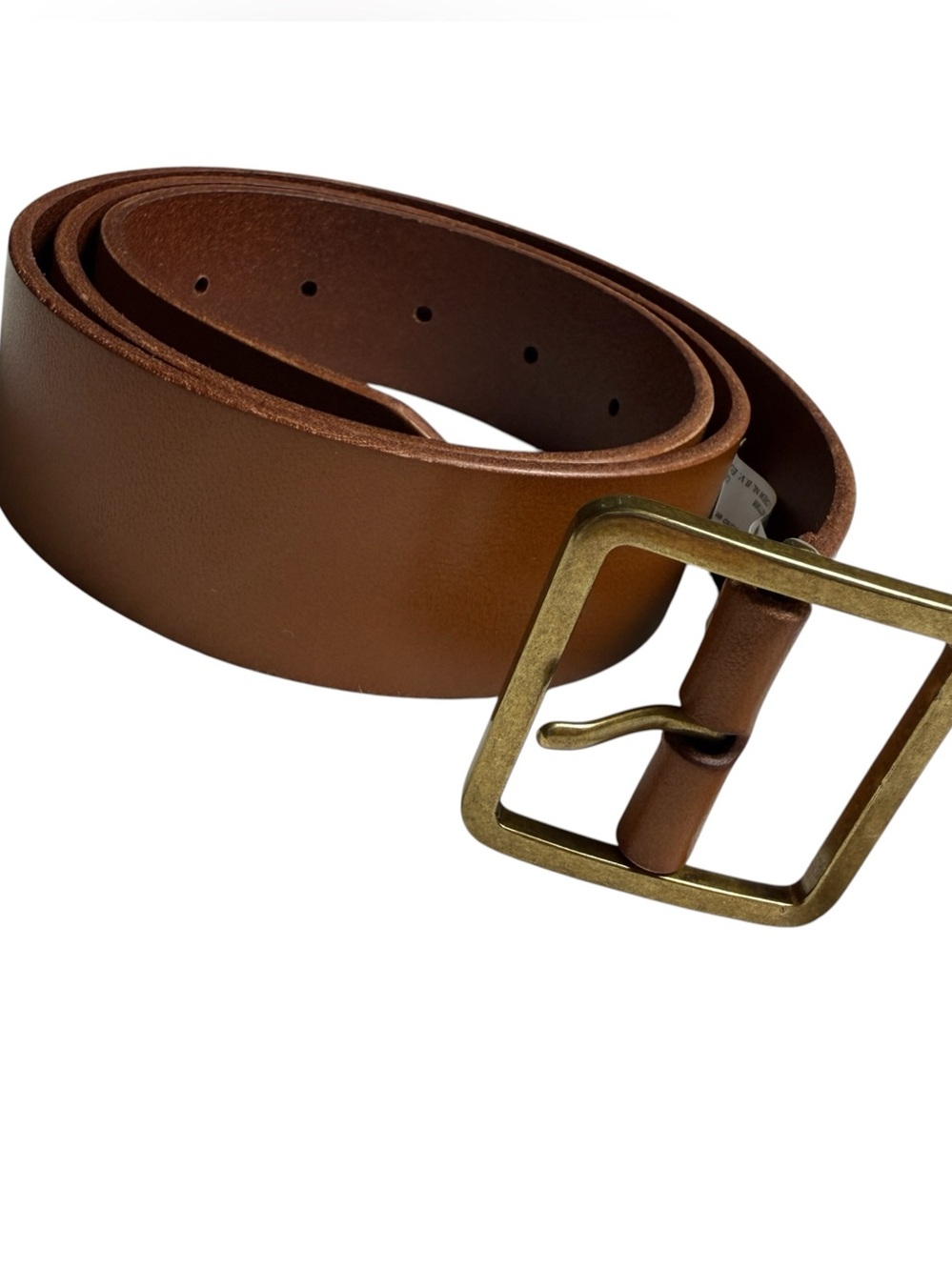 J. Crew Women’s Belt Wide Brown Leather Gold Square Buckle Belt SZ M Classic